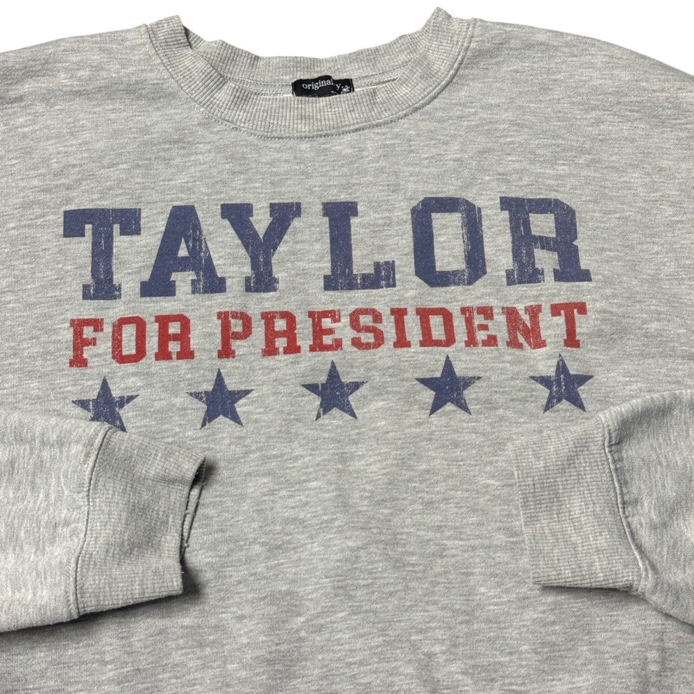 Originality Taylor For President Crewneck Sweatshirt Women's L Gray Swifty